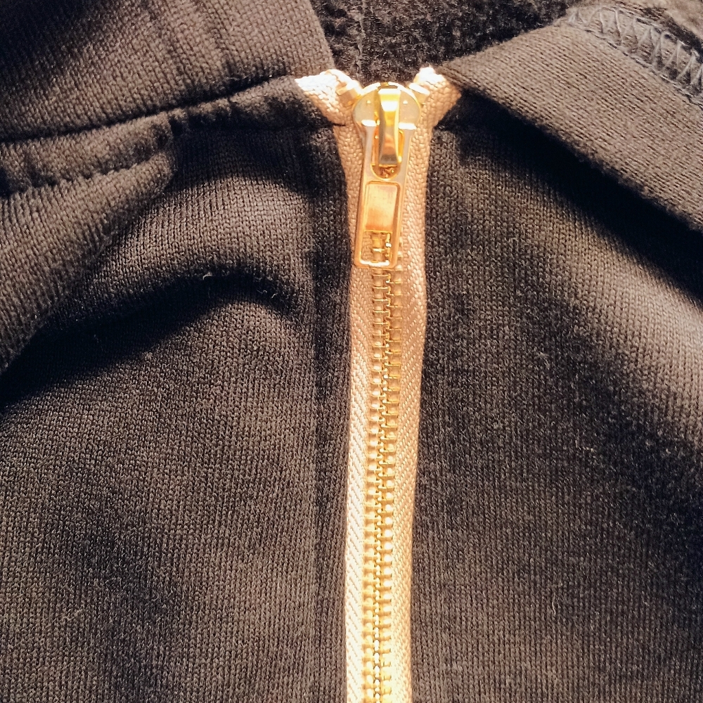 Women's Shein Black And Gold Hooded 1/2 Zip Sweatshirt Size Small - Picture 4 of 10